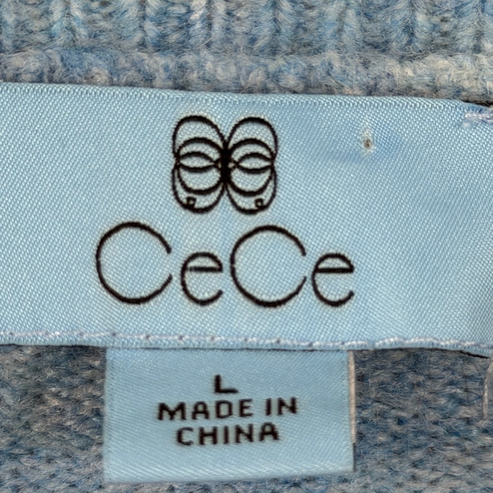 CeCe Sky Blue and White Striped Sweater - Picture 3 of 3